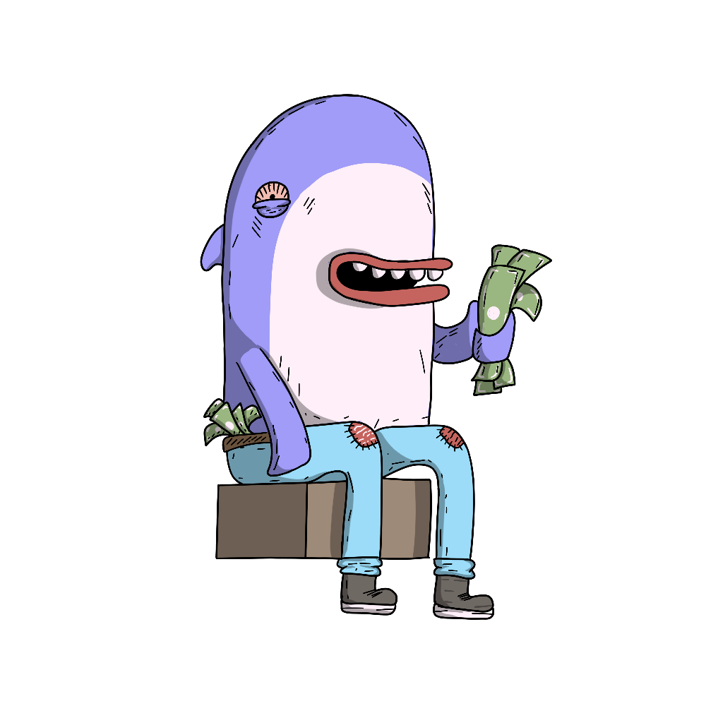 PodsHub mascot holding cash